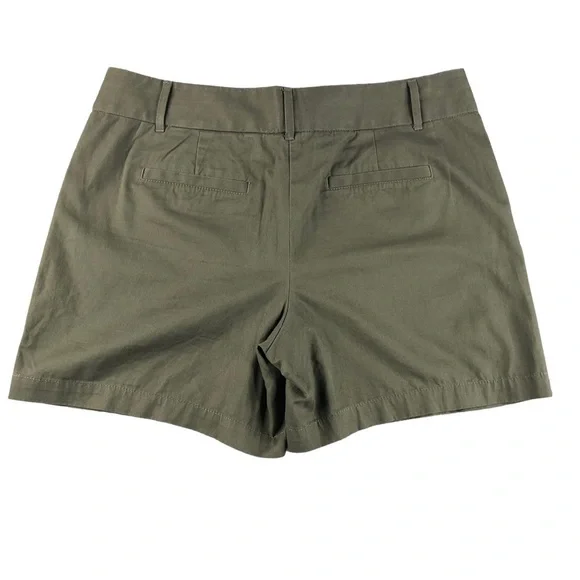LOFT Womens Sz10 Army Green Flat Front Chino Shorts, 6", Mid Rise, Cotton, Basic - Picture 2 of 9